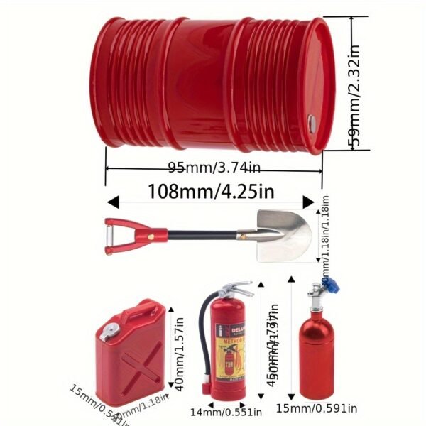 1/10 Scale Climbing Car Accessories Kit – Fuel Tank, Oil Can, Fire Extinguisher, Nitrogen Cylinder, Iron Shovel, Tool Box Parts | Compatible with 1/10 RC Crawlers & Trucks - Image 7