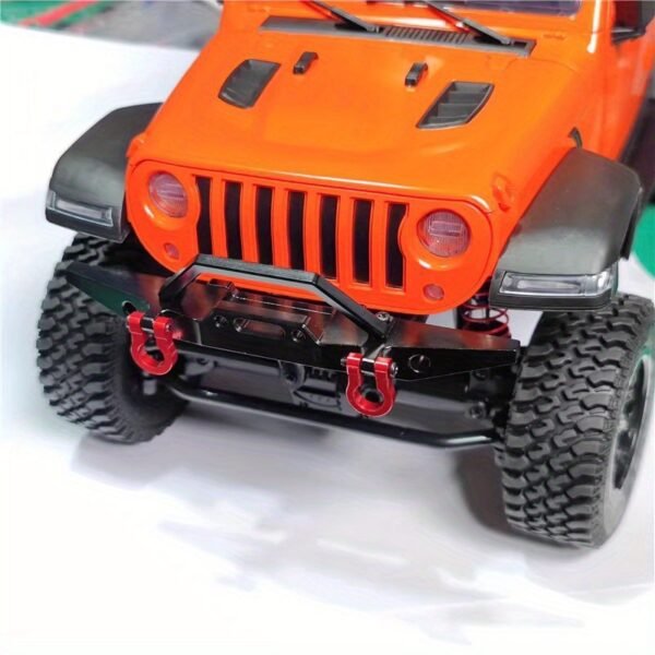 2 Pcs Metal Upgrade RC Car Bumpers – Durable Black Aluminum Alloy Front & Rear Guards with Mounting Brackets for MN 1/12 MN128 Models - Image 4